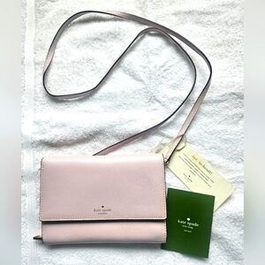 Kate Spade pink leather crossbody purse handbag wallet NEW